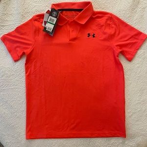 NEW with TAGS; Bright Orange Under Armor Polo, Youth L